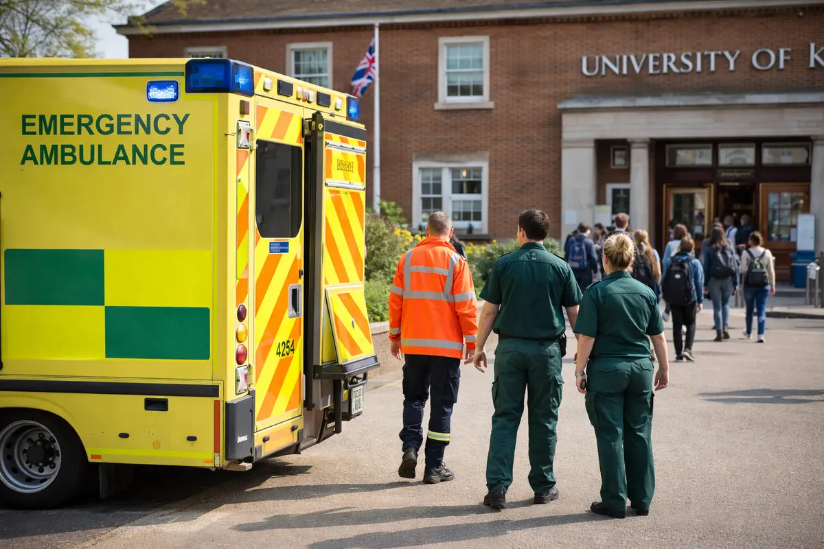 Ambulanza e professionisti sanitari fuori università