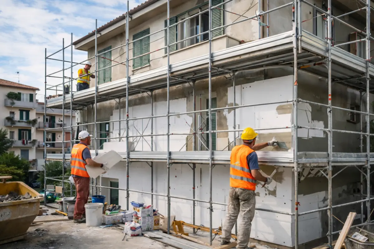 Cantiere edile in zona residenziale